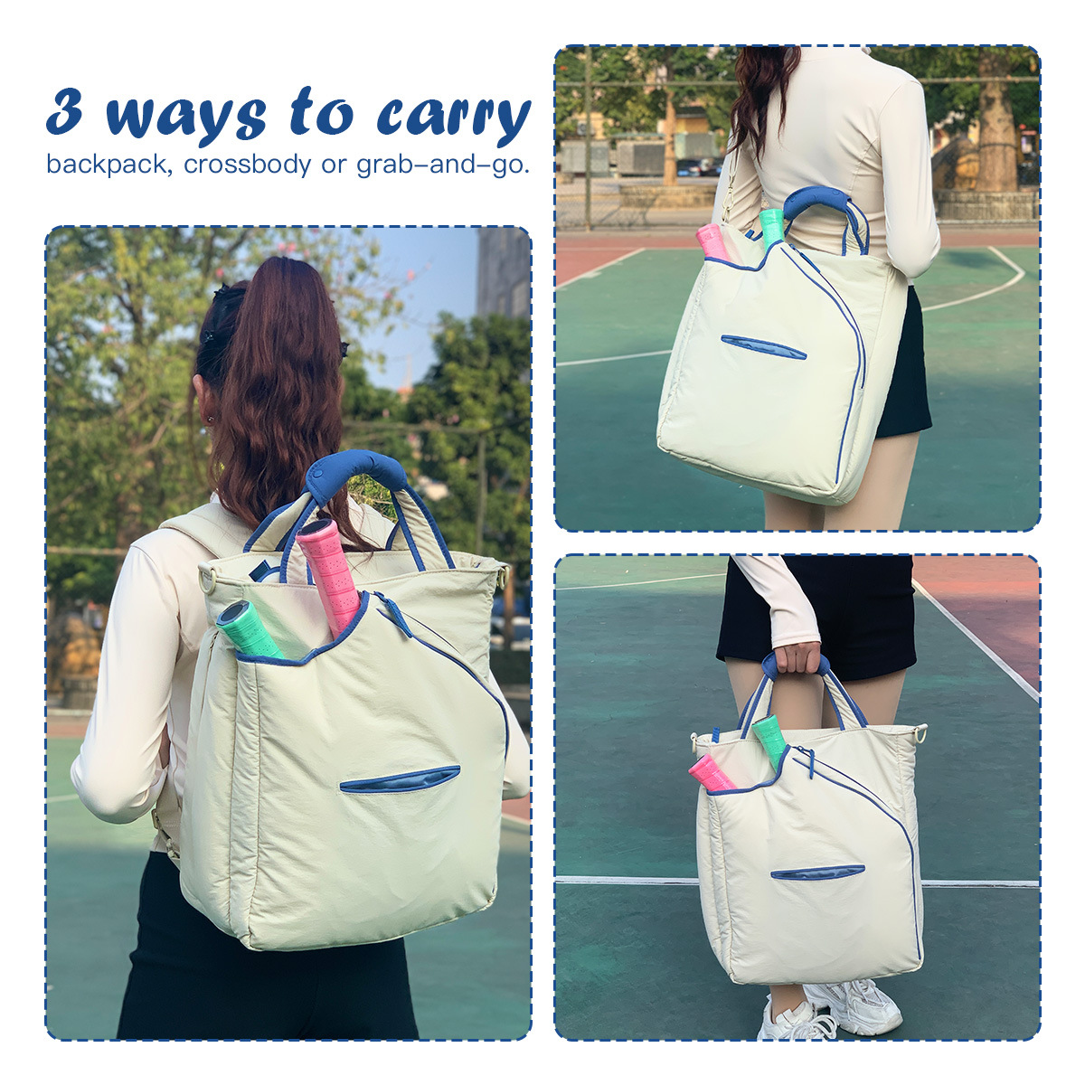 Wholesale In-Stock Diving Material Portable Fitness Sports Ball Bag Badminton 2-Pack Tennis Racket Bag Pickleball Racket Bag