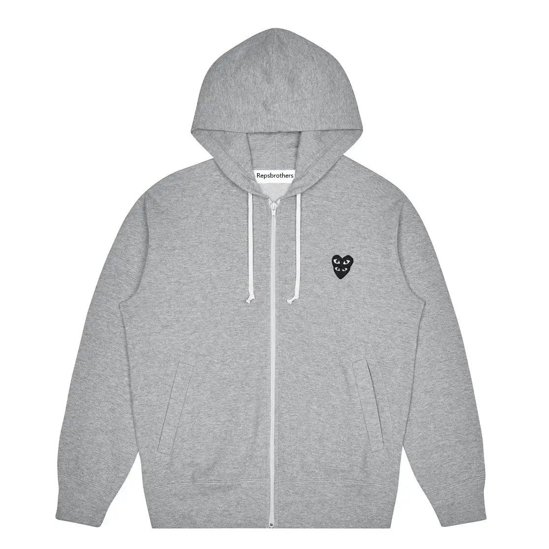 Repsbrothers Stacked Heart Zip Hoodie Grey