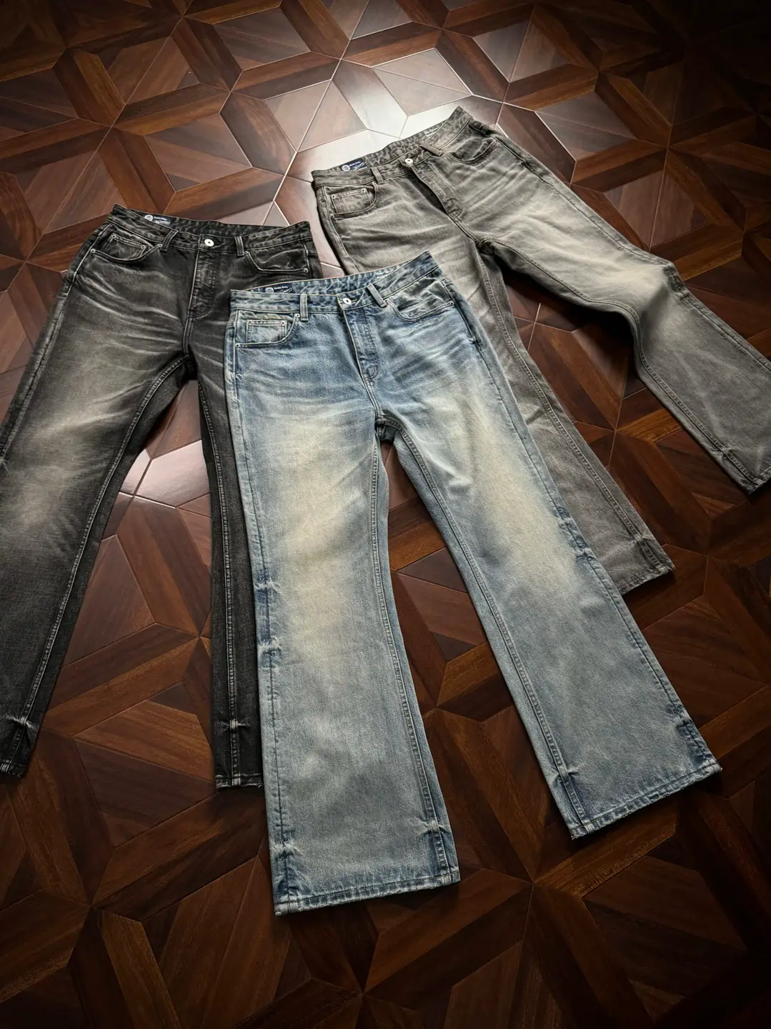 Oclin Master Collaboration 001 Grandmaster Three Color Cow 646 Natural Washed Cat Beard Honeycomb Jeans by Xue Jinyang