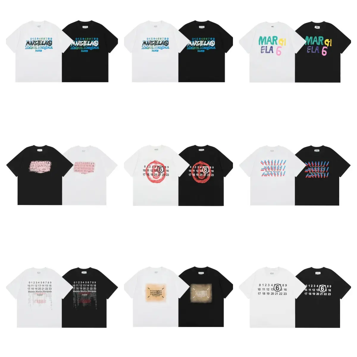 25Ss Digital Pattern Round Neck Men's and Women's Trendy Short-Sleeved T-Shirt Series Collection Factory Ready Stock Wholesale