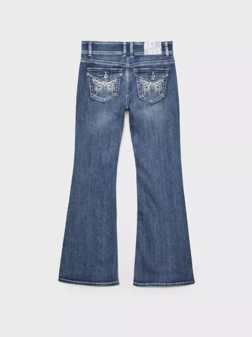 Stradivarius Cross-Border European and American Washed Embroidered Jeans for Women Y2K Solid Color Slim Fit Flared Pants Long
