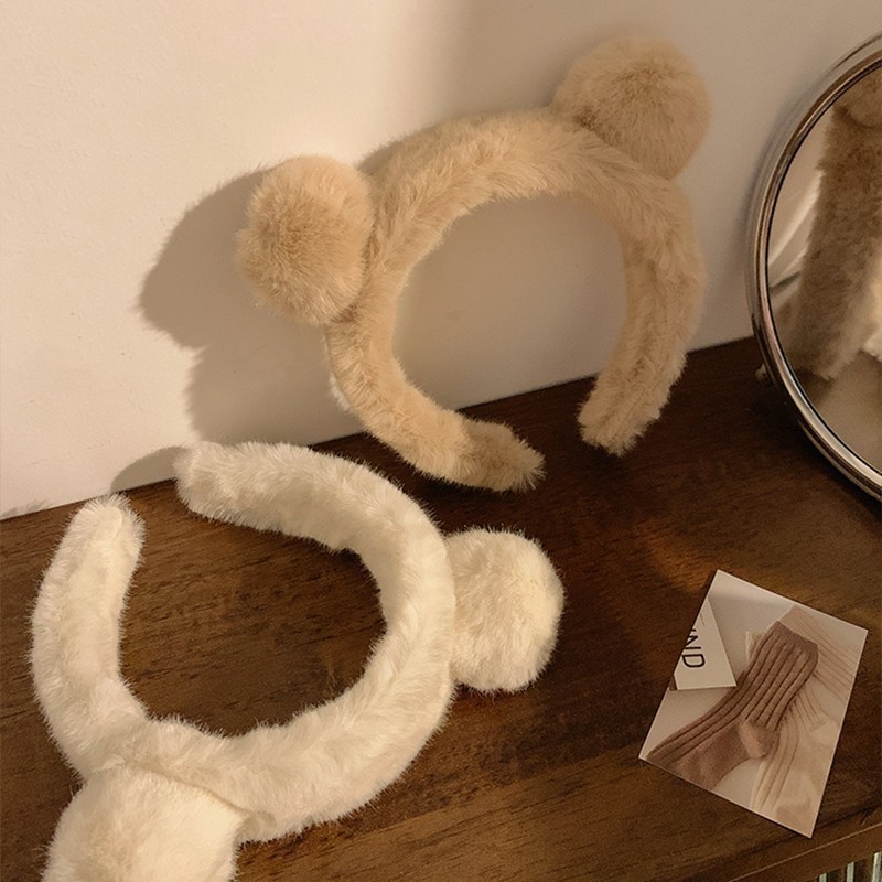 Cute bear ear headband autumn and winter plush cartoon headband girl selling cute high Skull top cute Internet celebrity headdress