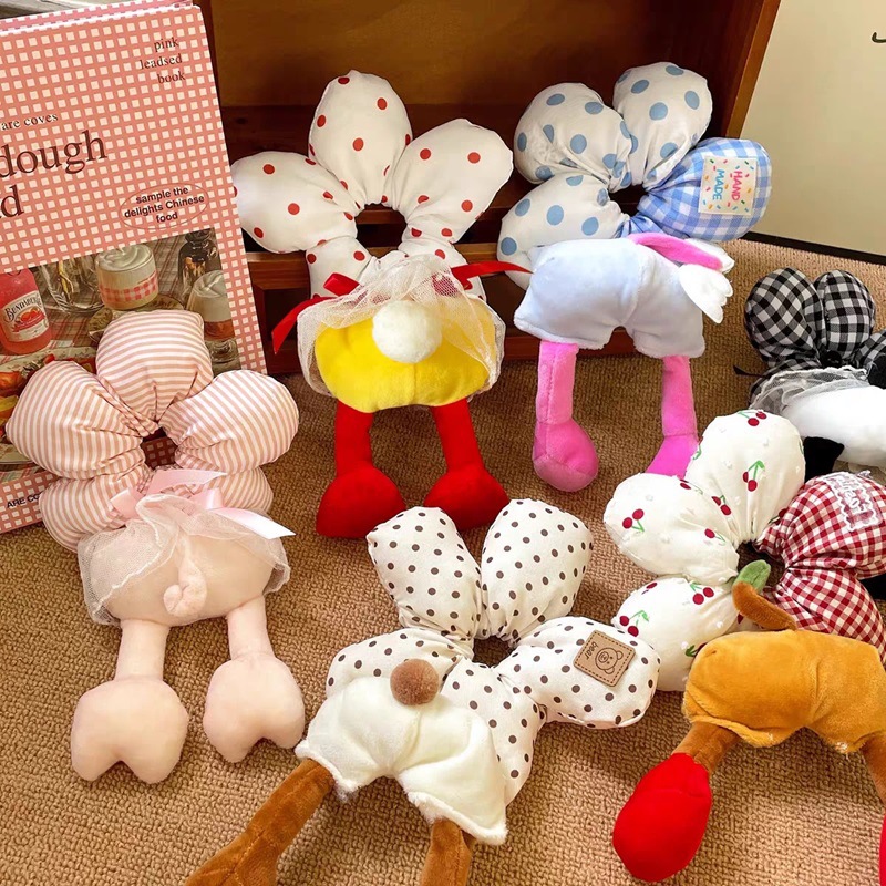 Creative Mickey Butt Red New Flower Colorful Hair Ring Women's Autumn and Winter Balls Head Rope Cute Mickey Mouse Hair Rope