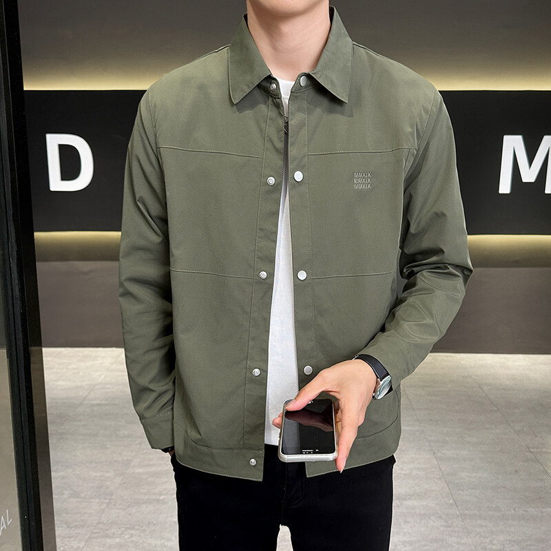 Spring and Autumn New Men's Jacket Coat Casual All-match 2025 Lapel Men's Breathable Solid Color Top