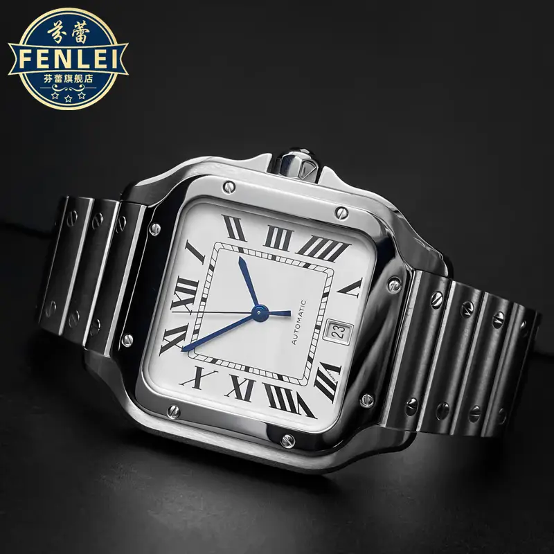 Applicable Cartier Strap Stainless Steel Men's and Women's Sandoz Strap Santos Watch Butterfly Buckle Accessories 20 23mm