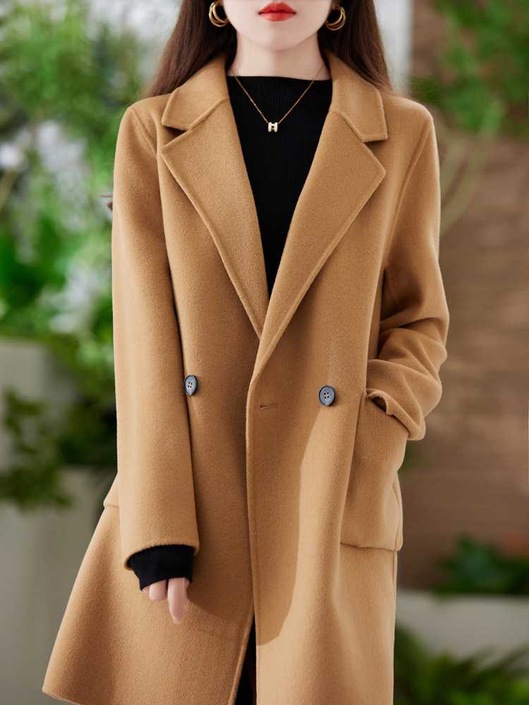 2024 Autumn and Winter Fashion Double-sided Wool Coat Women's Simple Small Suit 100 Wool Elegant Coat for Women
