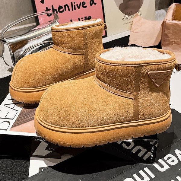 European Style Height-Increasing Winter Casual Korean Version Kapibara Frosted Thickened Snow Cotton Boots Loafers for Petite Women