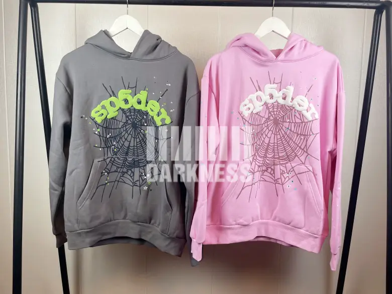 In Stock Sp5der Spider Web Wait Web Green Foam Logo Dark Gray Light Pink Og Trendy Hoodie Sweatshirt