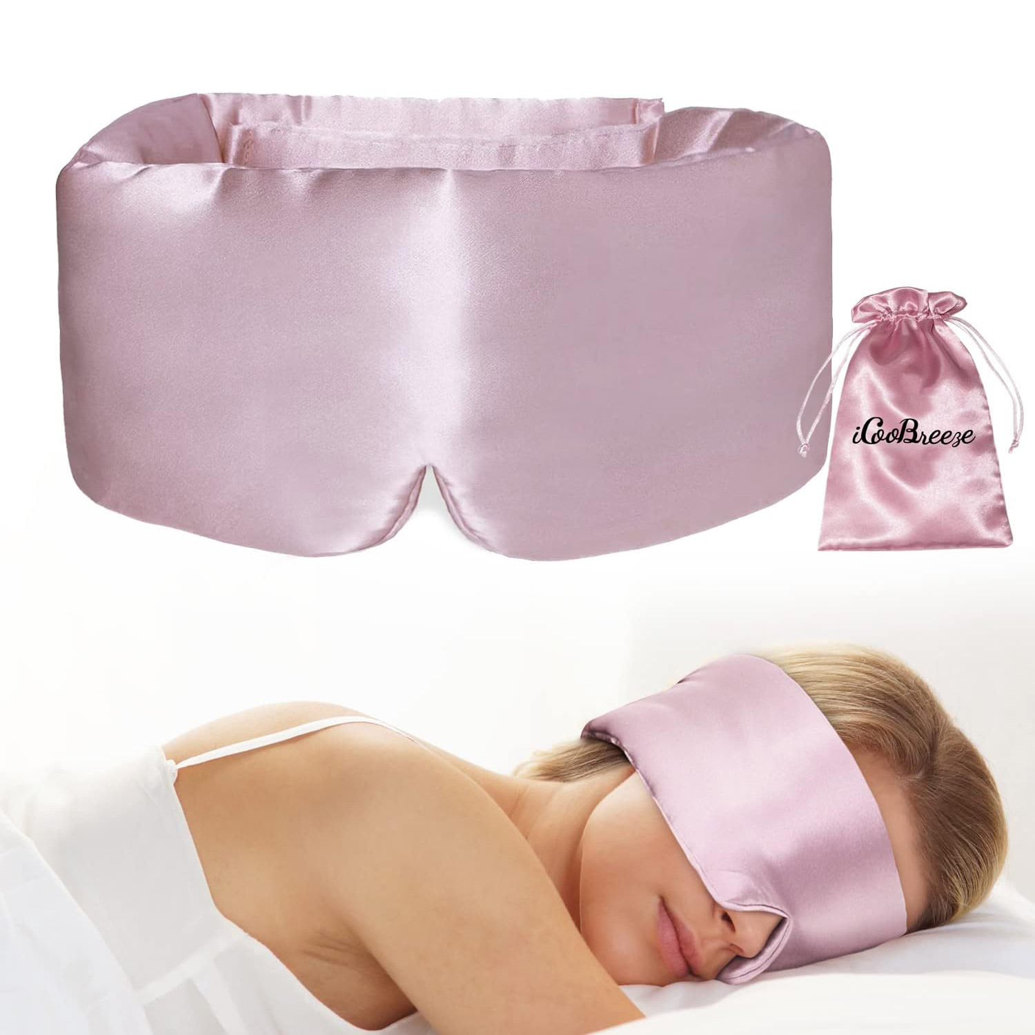 Japanese-Style Long Sleep Mask, Light-Blocking and Ear-Friendly, Full-Cover Sleep Mask, Light-Blocking and Non-Pressing on the Eyes, Skin-Friendly and Breathable
