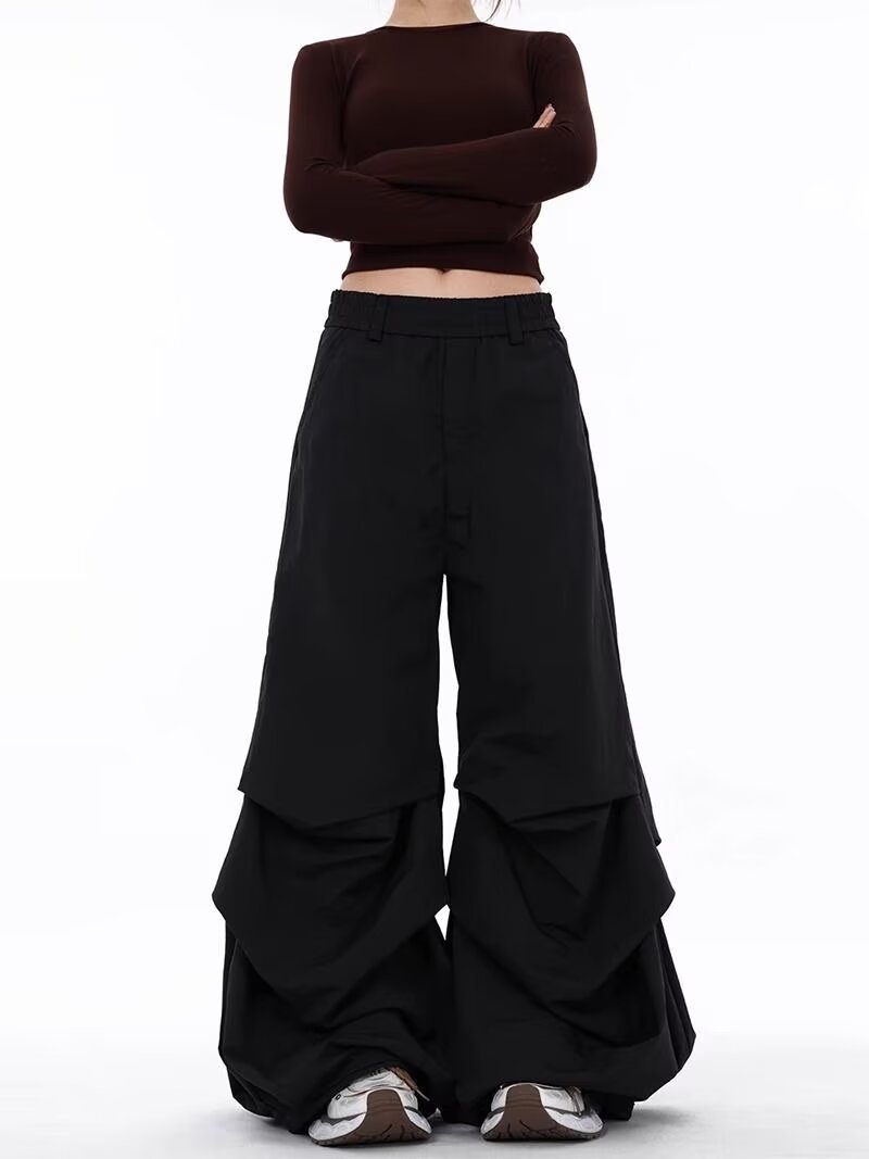 Spring and Autumn Paratrooper Cargo Pants Foreign Trade American High-End Design Pleated Loose Wide-Leg Casual Cross-Border Trousers for Men and Women