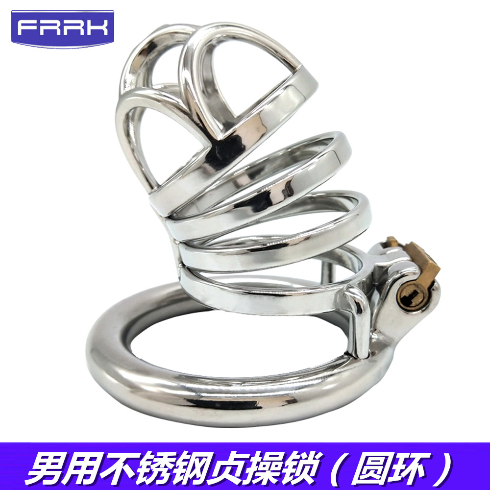 FRRK11 Men's Metal CB Lock Chastity Lock with Stainless Steel Penis Sleeve Penis Lock Adult Sex Toys Wholesale