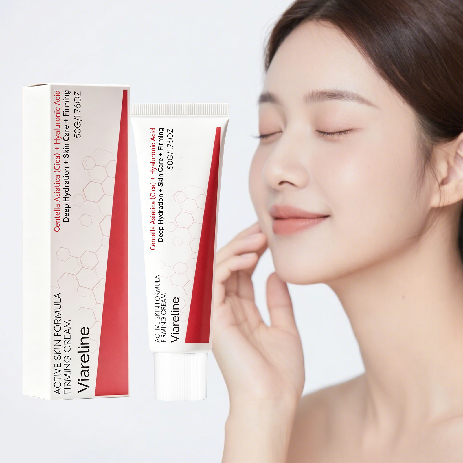 Viareline Centella Asiatica Moisturizing Cream the Texture Is Refreshing and Easy to Absorb, and It Contains Centella Asiatica Plant Extract Essence for Facial Moisturizing