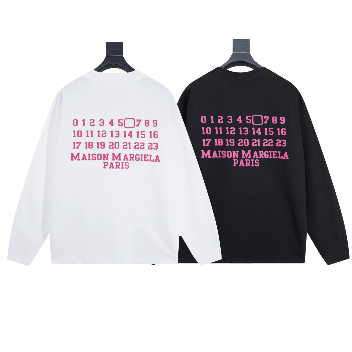 25Ss Cross-Border Trendy Brand Mm6 Round Neck Long-Sleeved T-Shirt Bottoming for Men and Women, Factory Ready Stock Wholesale and Delivery
