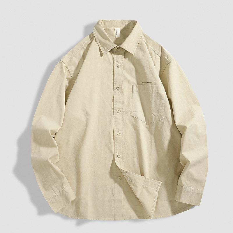Amazon 25 New Retro Oxford Long-Sleeved Shirt Men's Spring & Fall Casual Work Shirt Jacket Pure Cotton Loose
