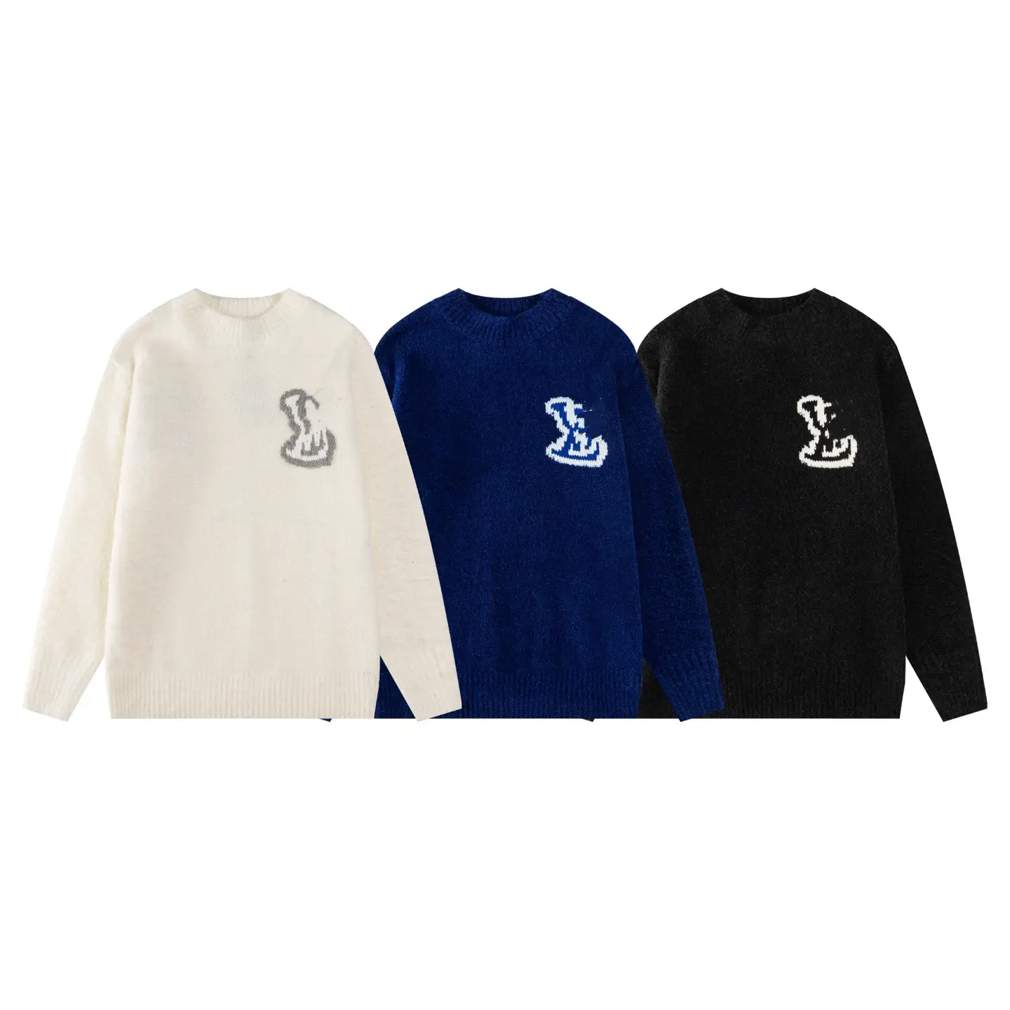 High Version Lujia 2025 Autum New Double Mirror Inlaid Logo Jacquard Cardigan Round Neck Long-Sleeved Sweater