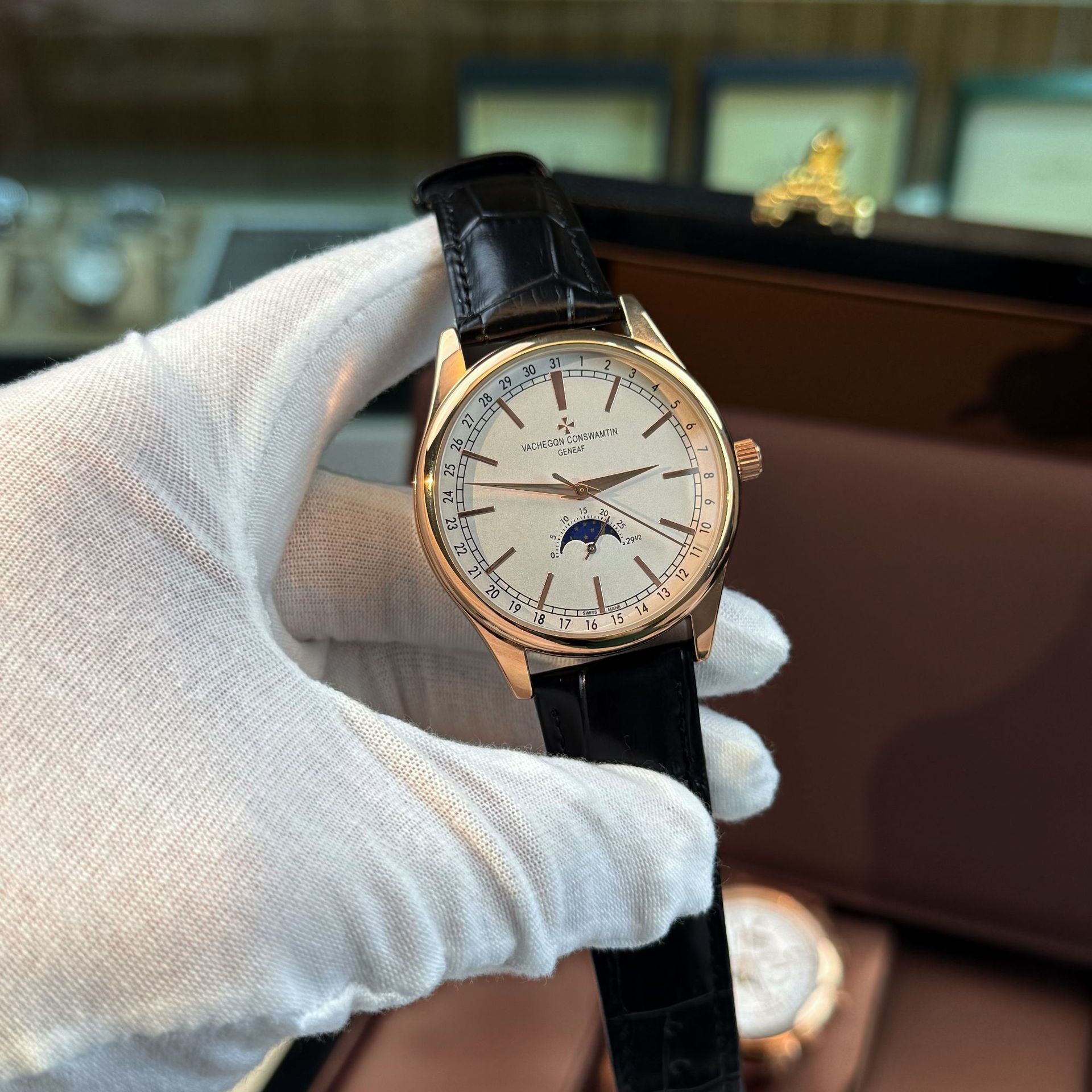 Factory Direct Sales Vc Heritage Series 4010 Men's Fully Automatic Mechanical Watch High-End Business Style Douyin Video Account Foto QC de 1688 na Qualit.ly