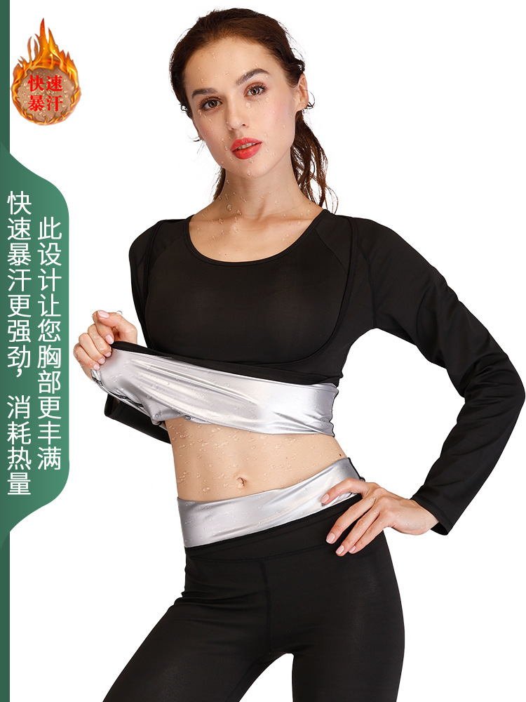 Cross-border black slim warm sports running sweatshirt women's long sleeve yoga sweaty sweaty corset wholesale