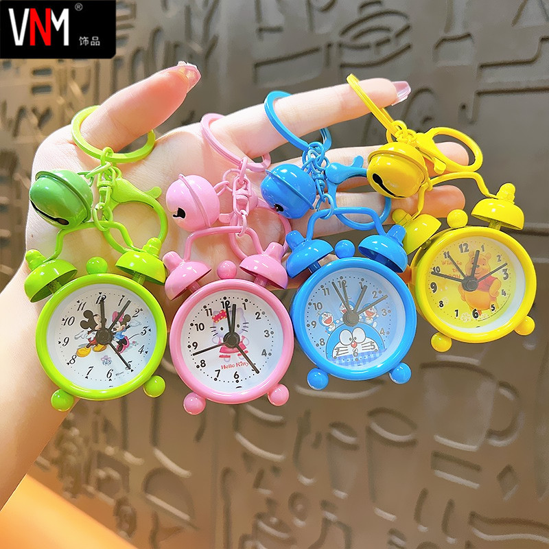 Creative mini alarm clock cartoon keychain cute car key chain exquisite couple bag pendant small gift