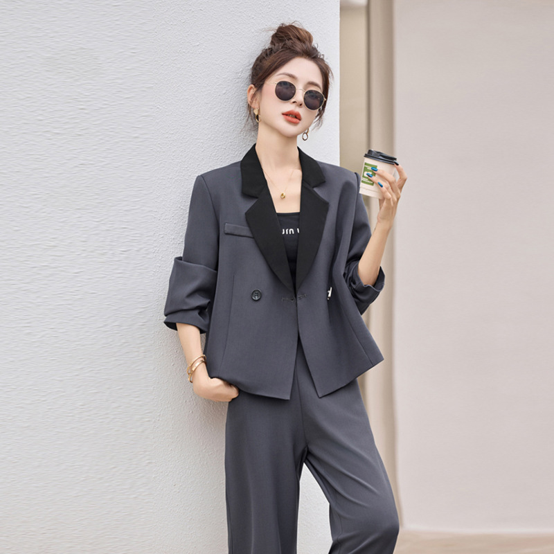 Stylish Designer Suit with Wide-Leg Pants Two-Piece Set for Women, 2026 New Fashion Elegant and Trendy Early Spring Outfit Complete Set