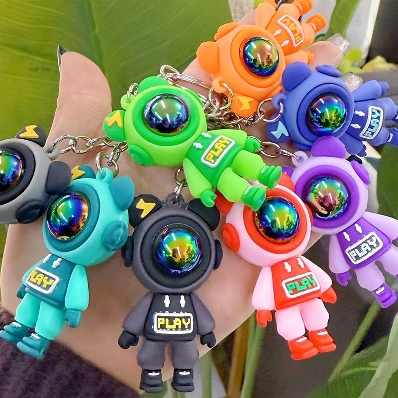 Cartoon Mask Bear Lightning Bear Doll Keychain Spaceman Pendant Mall Gashapon Machine Small Gift Toys Wholesale