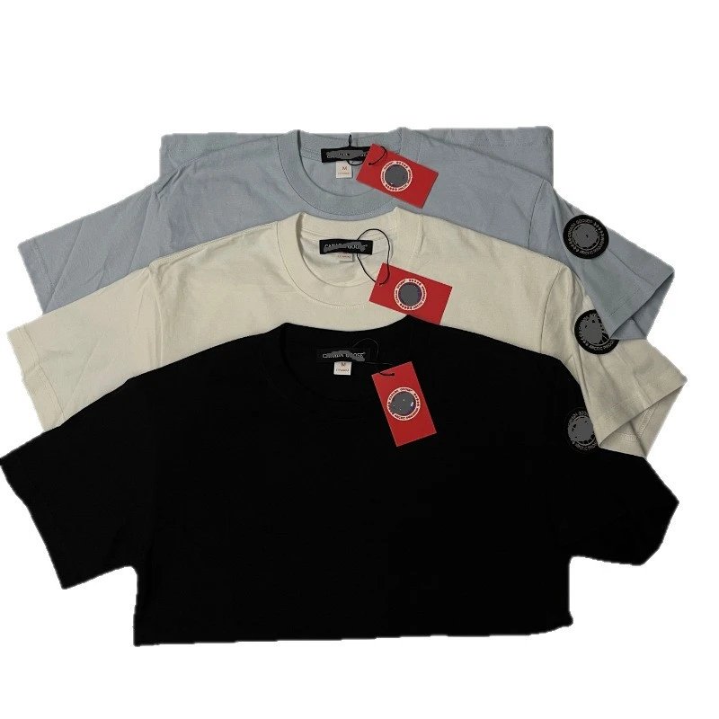 Goose Brand summer men’s crew-neck short-sleeve heavyweight 260-gram combed cotton T-shirt, 2025 new casual style.