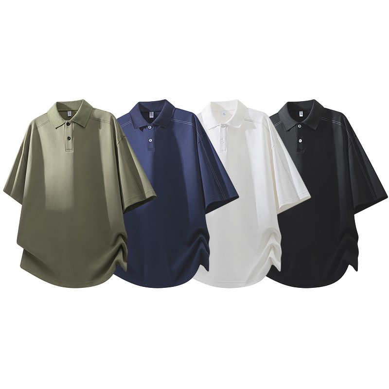 Solid Color Short-Sleeved T-Shirt for Men 2026 Summer Thin Polo Shirt Simple Lapel Casual Top Ins Cross-Border Plus Size