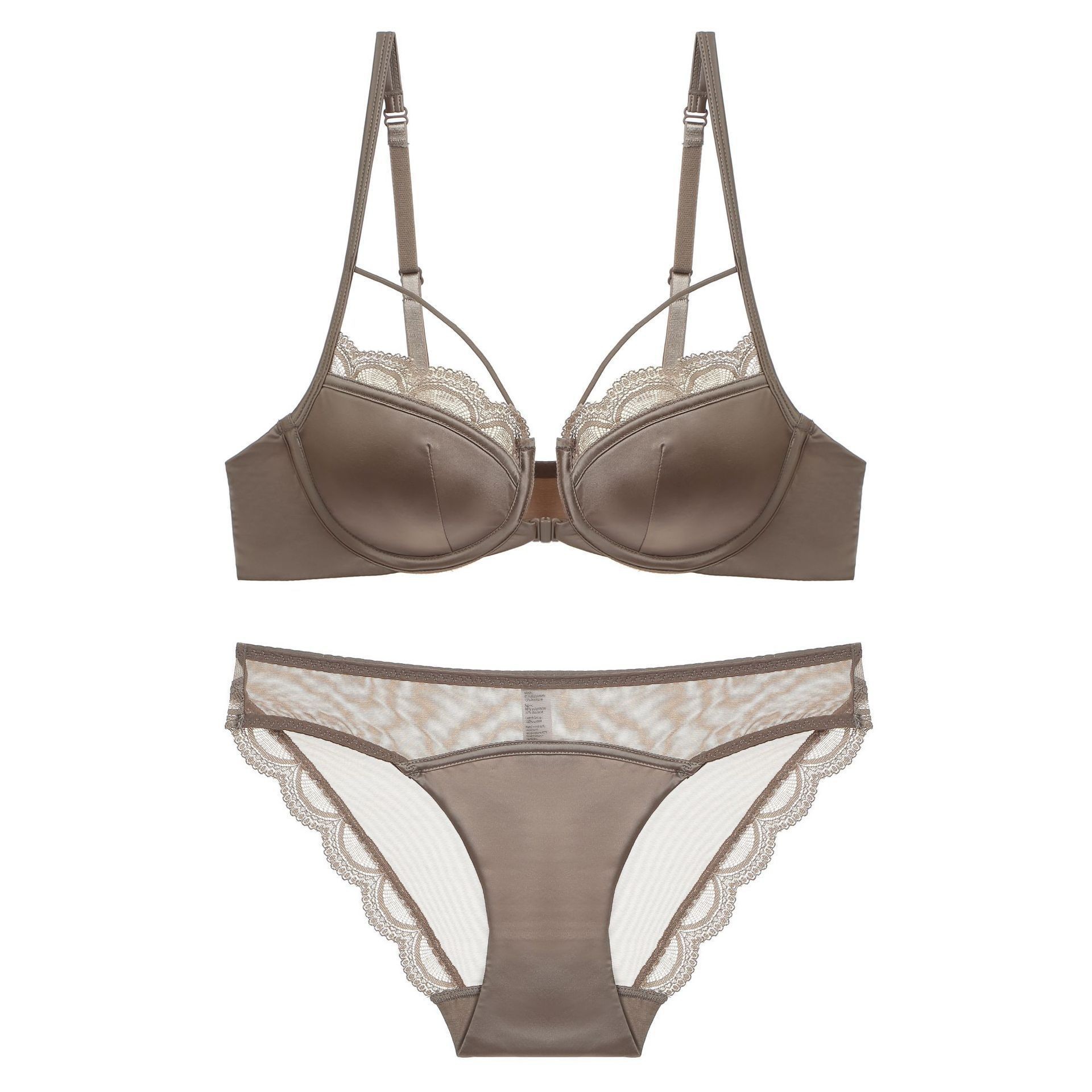 Sexy Women's French Thin Gone Front Buckle Back Underwear Large Chest Small Anti-sagging Lace Bra suit