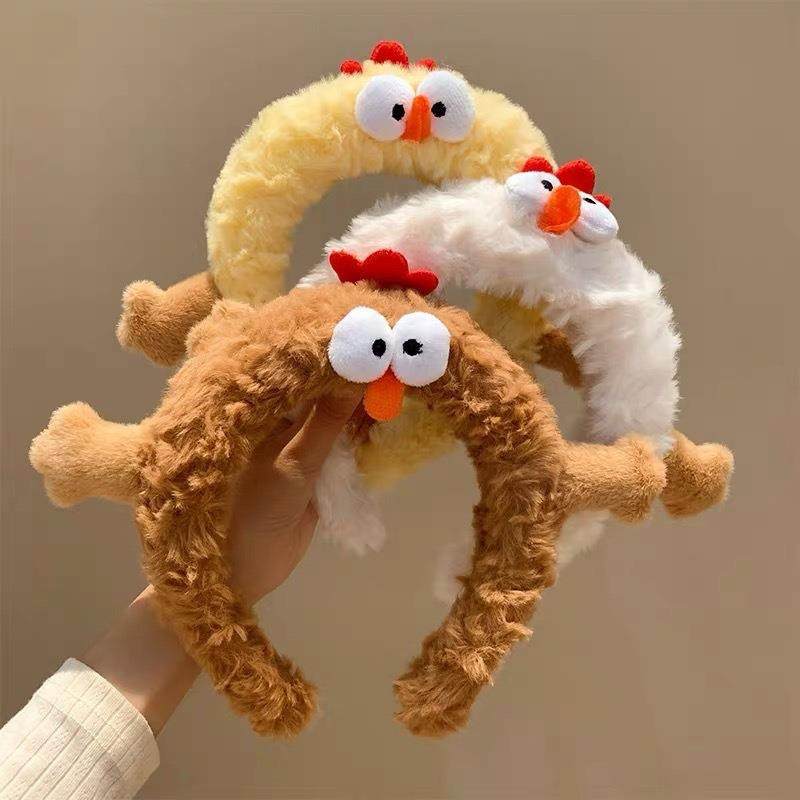 Cute Yellow Chick Plush Headband for Women, Specifically for Washing Face, Applying Makeup, and Applying Face Masks