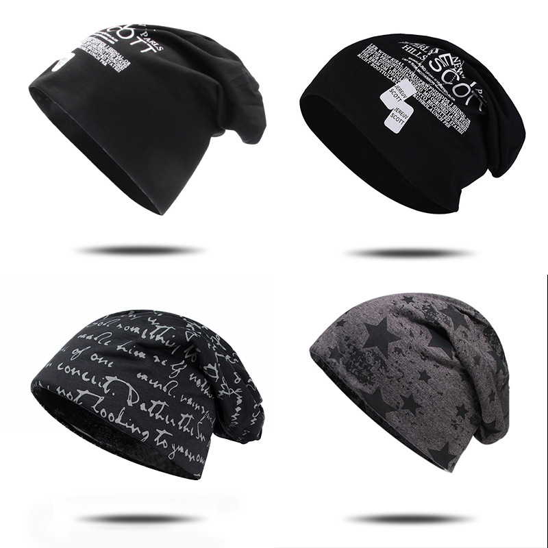 Autumn and Winter Explosions Baotou Knitted Hat Women's Printed Letter Moon Hat European and American Hip-hop Hip-hop Hop Hat Nightcap Men