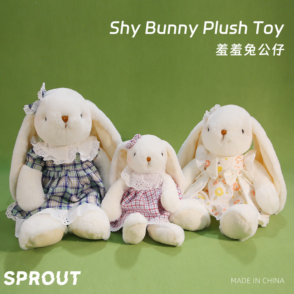 New Cute Rabbit Plush Toy, Shy Rabbit Doll, Claw Machine Doll, Pillow Doll, Birthday Gift Wholesale