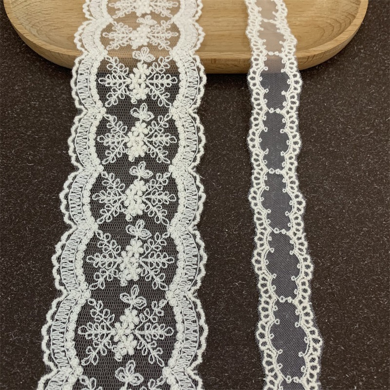Cotton Thread Mesh Lace Embroider Lace Women's Clothing Lace Accessories White/Beige Width 6/2.5cm