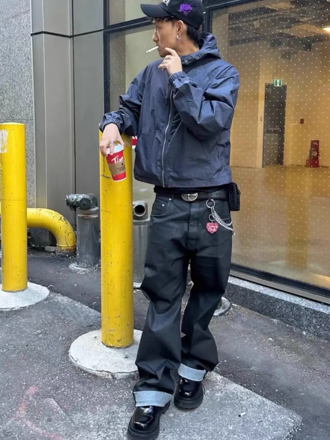 [Original] Ro25Ss Gali Same Style American-Style Original Color Straight Loose Wax-Coated Black Jeans