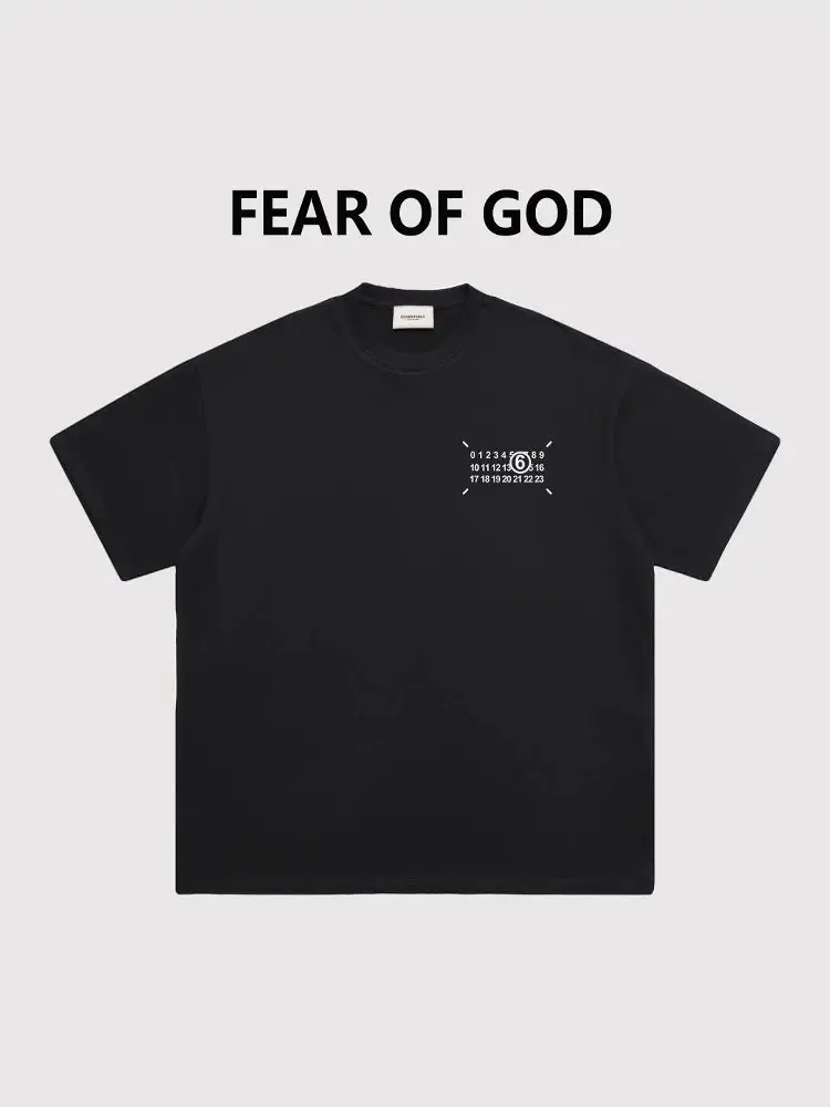 Fog Wang Jiaer's Same Four-Corner Digital Short-Sleeved High Street Fashion Brand American Cotton T-Shirt Couple Loose Men's and Women's Half-Sleeved