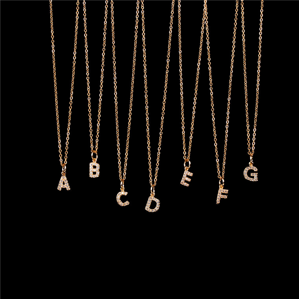 Cross-border accessories new 26 English letters pendant necklace diamond clavicle chain European and American fashion jewelry wholesale