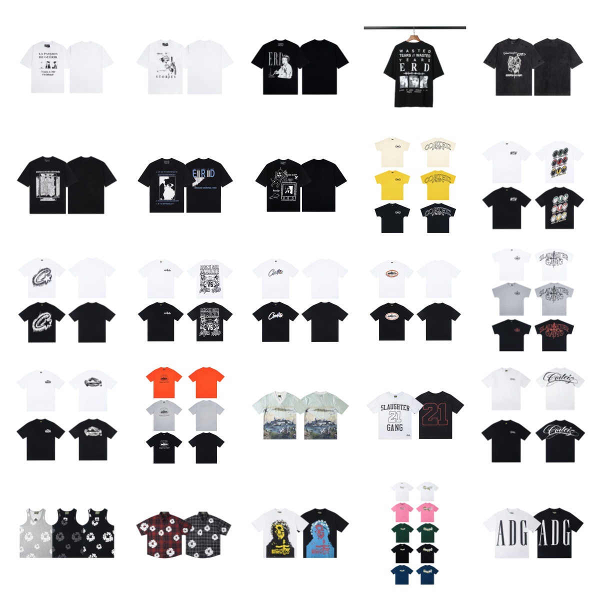 Cross-Border Melancholic Rich Second Generation 24 New Loose Version American Trendy Quiet Eye Print Round Neck Short-Sleeved t High Street