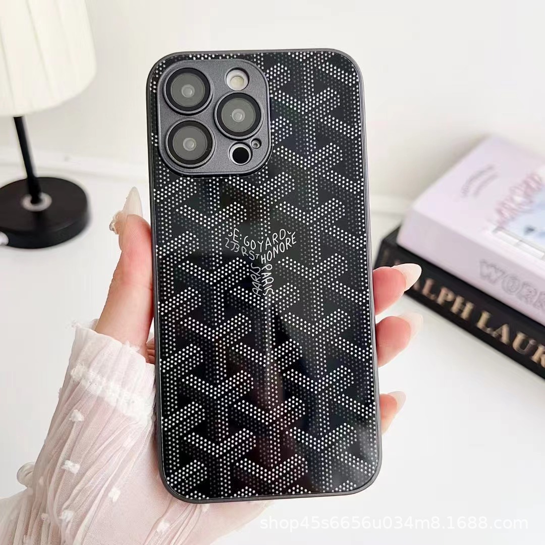 Big Brand Dog Tooth Pattern Apple 17 Pro Max Phone Case iPhone 16/15/14/13/12/11 Glass Case Anti-Drop Cover Foto QC de 1688 na Qualit.ly
