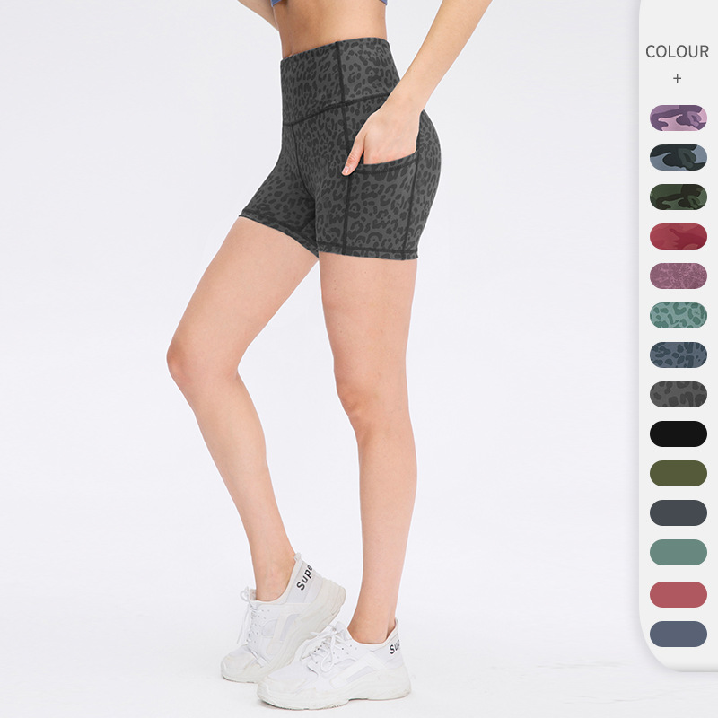 Women's Running Fitness Shorts Nude Skin-Friendly Tight Sports Pants High-Waisted Peach Butt Yoga Three-Point Pants 12427