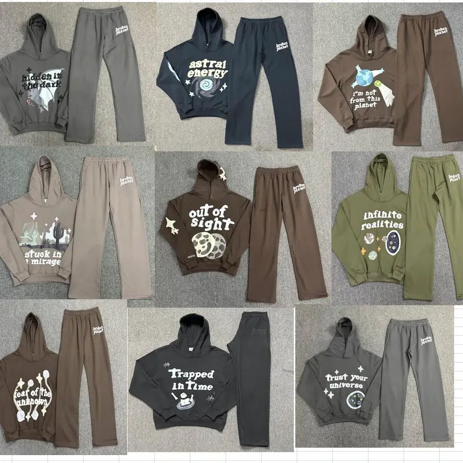 BROKEN PLANET American high street hip hop street foam graffiti print hooded sweatshirt men loose casual