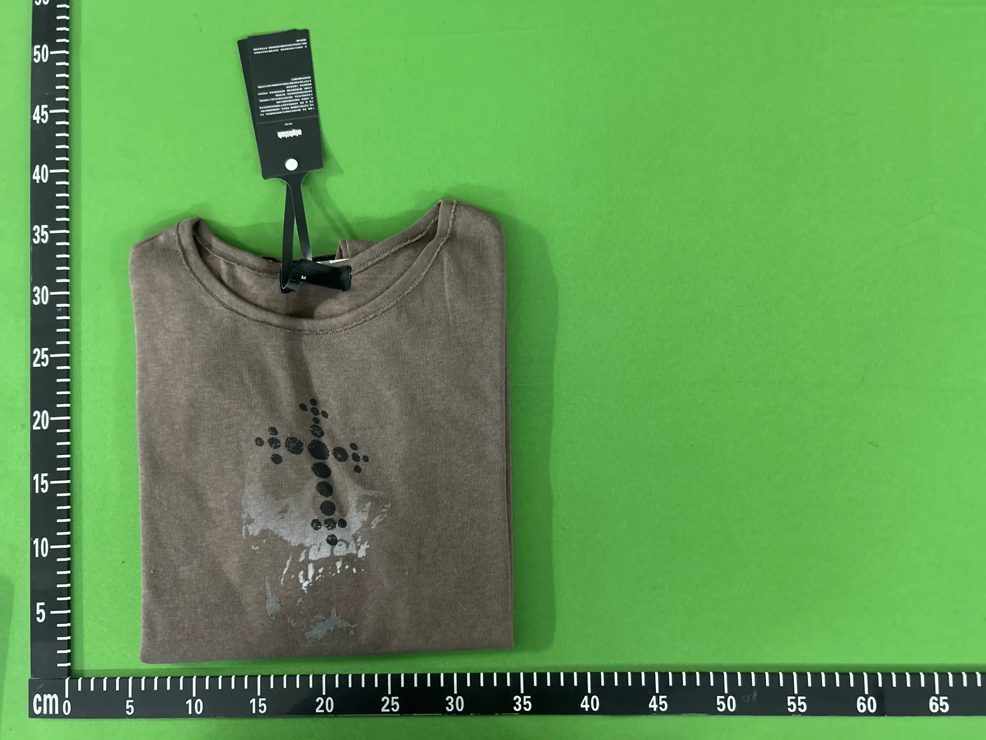 Night Lab*(Nl) Skull Belief 200g Drop Shoulder Sleeves, Slightly Loose Coffee-Colored Round Neck Long Sleeves