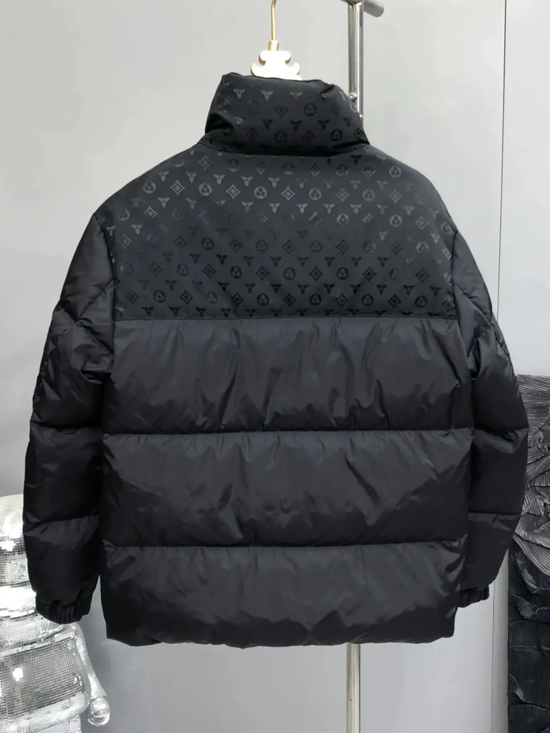 Winter Classy Patchwork Multi Flap Pocket Pants Print Jacquard Stand Collar down Jacket Male Short European Goods White Duck down Outwear Thickened