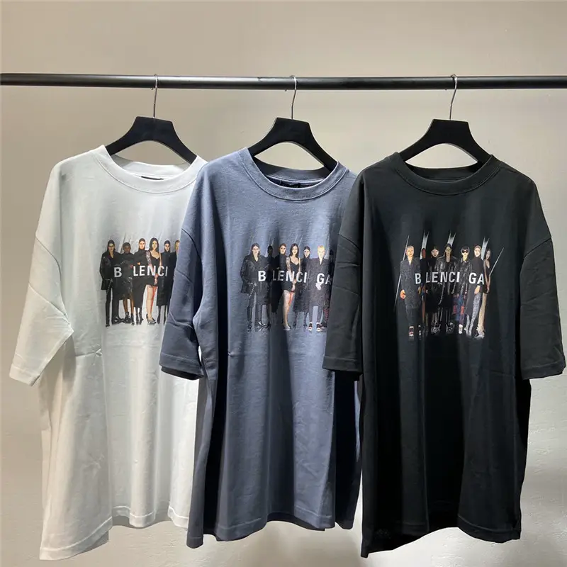 Correct Version Paris B Basic Band Portrait Print Unisex Loose Short-Sleeve T-Shirt with Geometric Pattern