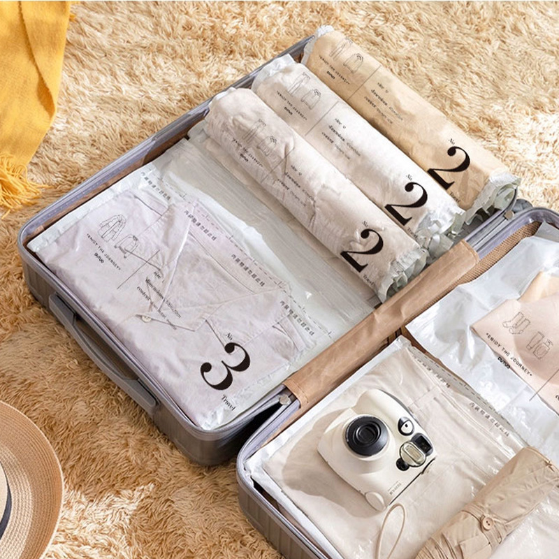 Air-free hand roll vacuum compression bag luggage special clothing travel storage down jacket air clothes bag