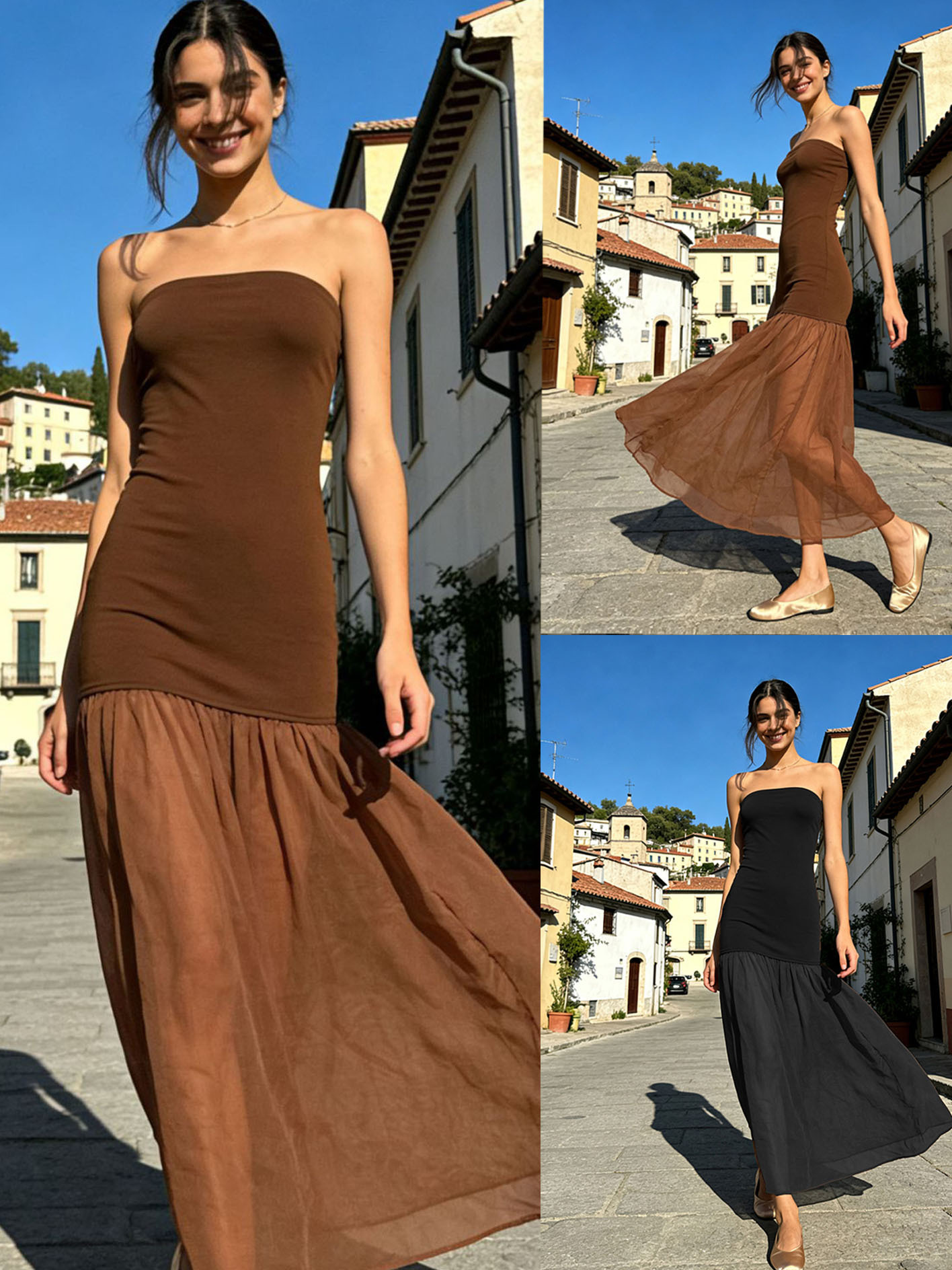 26 European and American Cross-Border Foreign Trade Women's Clothing Off-The-Shoulder Tube Top Mesh Patchwork Dress Summer Slim Long A-Line Dress