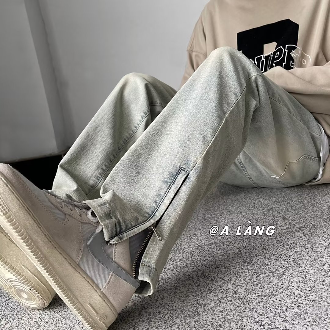 Yellow Mud Dyed Jeans Men's Vibe American Street Pants High Street Design Sense Niche Zipper Micro Cargo Pants