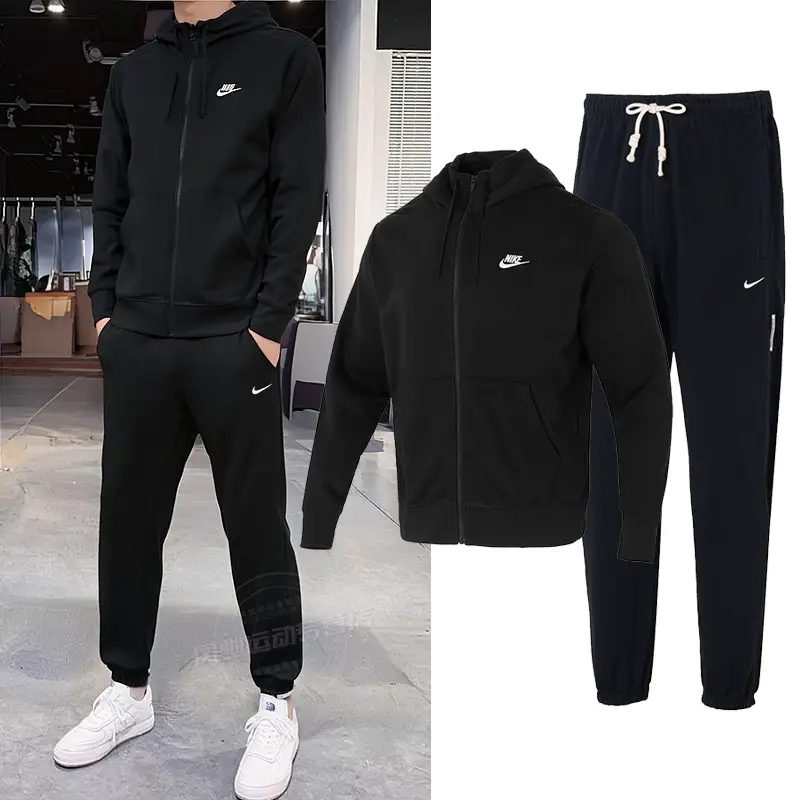 Nike Official Website Authentic Suit Men's Hooded 2025 Spring Outwear pants Spring Sports Student Two-piece set Male
