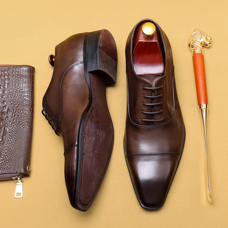 [Vip Specializes in Supply] Japanese-Style Leather Shoes for Men with Three-Joint Business Formal Wear British Pointed-Toe Oxford Shoes Black Commuter Shoes