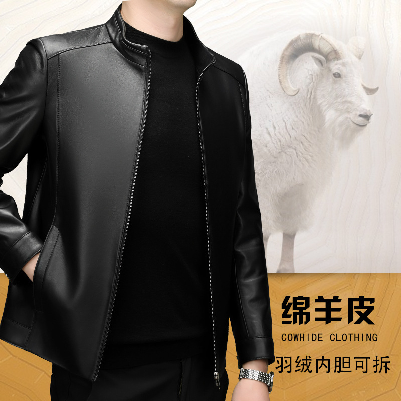 Haining Genuine Leather Men's Sheepskin 2025 New genuine goods Business Casual Leather Jacket Middle-aged Spring and Autumn Coat