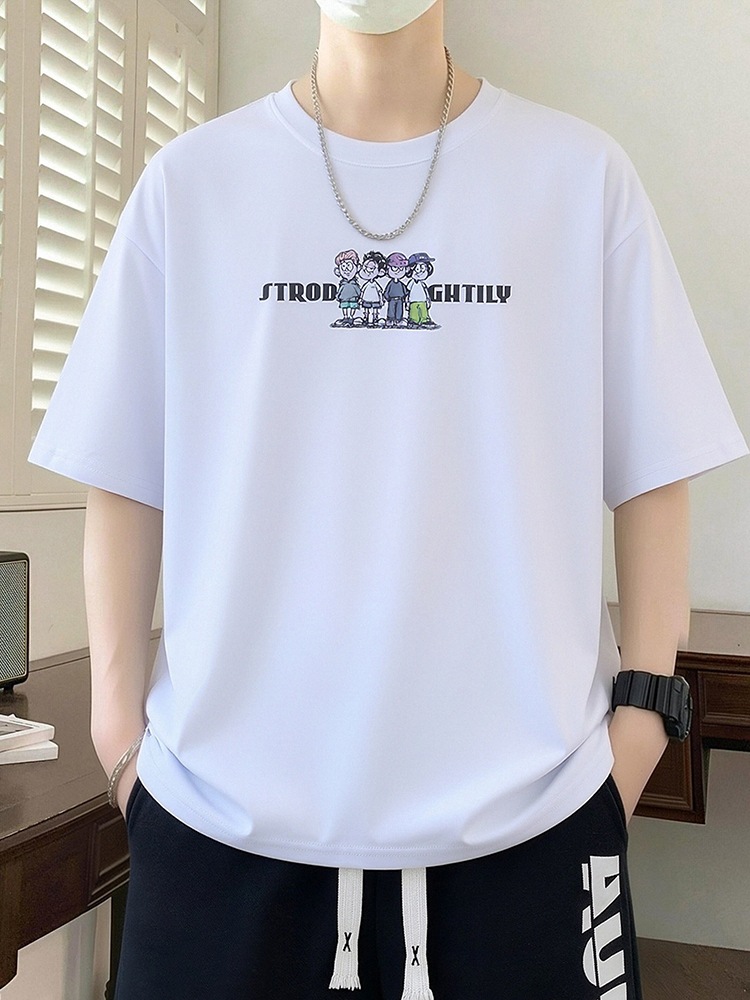 Teenagers' Short-Sleeved T-Shirts for Boys, Middle and High School Students, Handsome Summer New Style, Loose-Fitting T-Shirts for Older Children, Trendy T-Shirts
