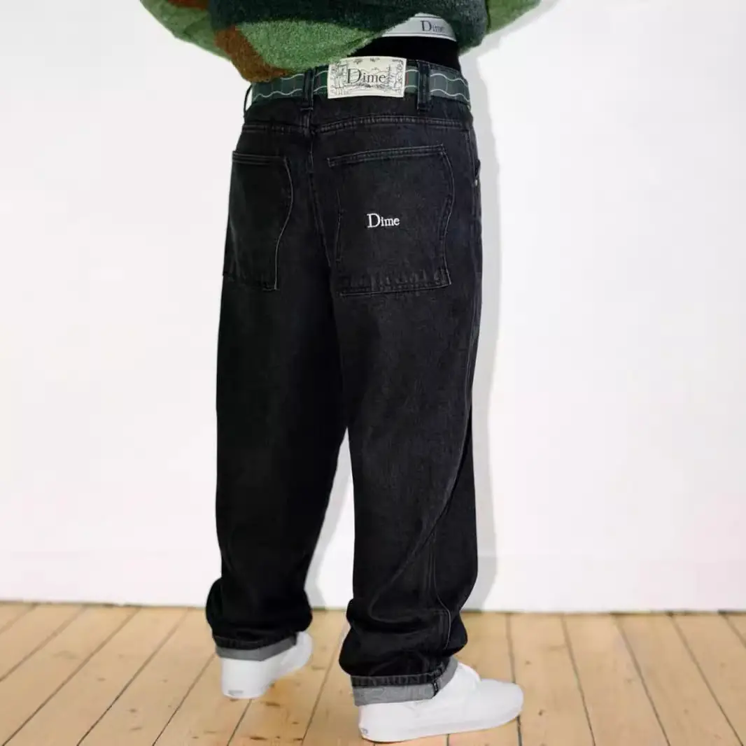 Stock street skateboarding Dime Baggy straight loose casual DENIM PANTS washed denim pants man