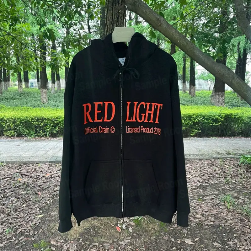 Drain Gang X Sad Boys Bladee Red Light American Heavy-Duty Retro Zipper Sweatshirt